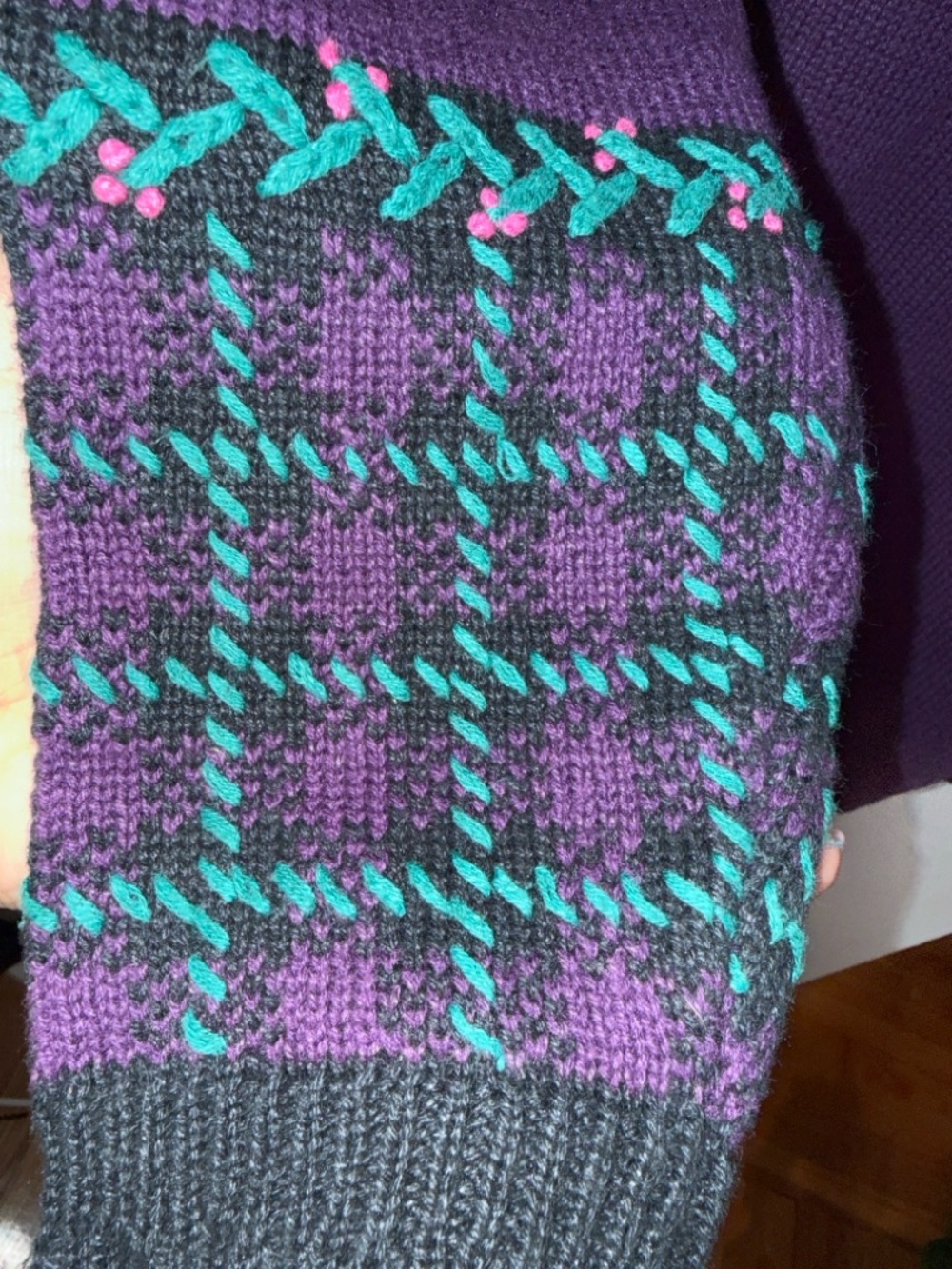 Jantzen Purple and Black Floral Patchwork Cardigan - Picture 8 of 10